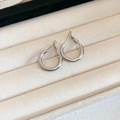 Minimalist silver hoop earrings with a polished finish inside a cream jewelry box - 52# Silver (925 Sterling Silver Earring Post) / 20mm