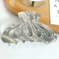 Elegant 8cm marble grey acetate hair claw clip for women's sophisticated styling - Light Gray