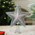 Eleganter silberner Glitzer Weihnachtsbaumspitze Stern hohl mit Spiraleisenbasis - Silber (Nicht leuchtend)