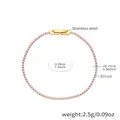 Spécifications du bracelet tennis en acier doré 18 carats avec des zircons roses fins - Rose / 18cm