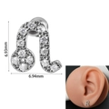 Leo zodiac sign cartilage stud earring in S925 silver with sparkling zircon stones - 0.8*6*3mm / Leo