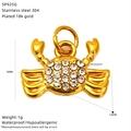 Gold plated 304 stainless steel crab pendant with sparkling rhinestones and measurements - Gold Crab Style B (SP925G)