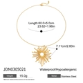 Detailansicht des 18K vergoldeten Edelstahl-Sonnanhängers mit Maßangaben für Schmuck - Gold Sonnenstrahl Stil (JDN0305021)