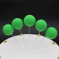 Set of 5 green mini balloon cake toppers with silver picks for birthday party decoration - Single Piece / Dark Green