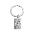 Silver stainless steel rectangular keychain pendant with Pisces zodiac sign engraving - Silver-Pisces (12星座钥匙扣钢色-6)