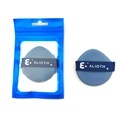 Blue dual-sided makeup puff with branded strap and transparent storage pouch - Dark Blue Pointed (Alioth)