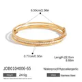 Double-layered 18K gold plated stainless steel bracelet with white rhinestones - Gold Full Zircon Large Size (JDB0104006-65)