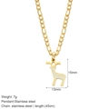 Golden reindeer pendant necklace in white enamel finish with stainless steel chain - Elk (G30)