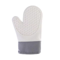 Guante de cocina de silicona blanca resistente al calor con puño de tela gris antideslizante - 125g / Blanco Roto