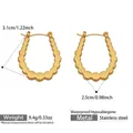 Spécifications de taille des boucles d'oreilles en acier inoxydable plaqué or 18 carats - Style U Ondulé Doré (F053)