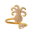 Detailopname van de gouden roestvrijstalen ananasring met een zetting van witte zirkoon - Octopus (A752) / Goud