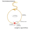 Pulsera infantil de acero inoxidable dorado con estrella de mar roja y perla blanca - Pulsera de Perlas de Concha y Estrella de Mar Dorada
