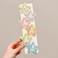 Set of 6 colorful star hair clips with polka dot patterns for girls in candy colors - Star 6Pcs Set - 5.5cm