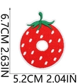 Detailed strawberry letter embroidery patch dimensions measuring 6.7cm by 5.2cm size - Strawberry Letter O