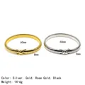 Elastic stainless steel cable bracelet with X-shaped metal accents in gold and silver - 8mm X-Decoration Bracelet / Steel