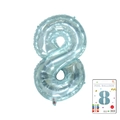 Light blue number 8 foil balloon with metallic finish in 32-inch size for parties - 40-inch Jelly Blue 8 With Paper Card