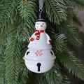 Christmas snowman resin bell ornament with red scarf and snowflake patterns for tree decoration - Snowman with Red Scarf