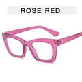 Fashionable rose red square eyeglass frames with anti-blue light clear lenses - Translucent Rose Red