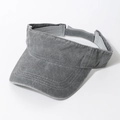 Vue de côté du pare-soleil en denim délavé gris vintage avec sangle réglable - Gris Uni