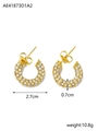 Detail showing dimensions of gold-plated hoop earrings with multi-diamond pavé setting - White Style (AE41873D1A2)