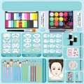 Water-based 12-slot body and face paint kit with 18 brushes and stencils set - 2024 New Dreamy 8 Grid 18 Colors [Fluorescent High-Level Tool Kit]