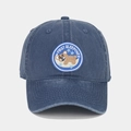 Washed navy cotton baseball cap with embroidered sleeping bear and stars on the front - Adjustable / 5# Color-Navy Blue Bear Embroidery (FIRST SLEEPOVER)