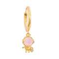 Detailed close-up of 18K gold-plated astronaut earring with pink visor and zircon - Golden Astronaut