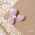 Set van 3 roze pluche hart nagelbedeltjes 18x15mm voor winterse nail art decoratie - A393 / Roze