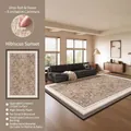French vintage floral area rug in brown cashmere imitation with cotton linen backing - 140*200cm / S Imitation Cashmere - Rosy Hibiscus