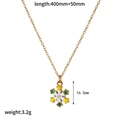 Detailed view of golden snowflake necklace with enamel charm and product dimensions - Gold White Yellow Snowflake Necklace Style (TN60537-YW)