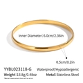 Detail showing dimensions of golden stainless steel bangle with 6.0cm inner diameter - Gold Minimalist Plain Bangle(YYBL023118-G) / 6.0cm Inner Diameter