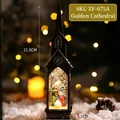Golden church snow globe lantern with nativity scene and LED light, 21.5cm height - Golden Church (Nativity Scene)