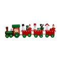 Weihnachtszug aus Holz in Rot und Grün mit kleinen Schneemann- und Weihnachtsmann-Figuren - 4 Sektionen - Klassisch Rot Grün Weiß