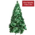 Deep green 2.4m artificial pine needle Christmas tree with sturdy black metal stand - 2.4m Pine Needle Tree