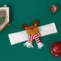 Christmas reindeer curtain buckle with red nose and striped scarf on green background - Elk