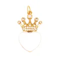 Golden crown heart pendant with white enamel inlay and small diamonds - White Crown Heart-ABG8886