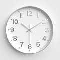 Modern 12-inch wall clock with a white dial and 3D silver numerals for home decor - White Dial Plated Silver