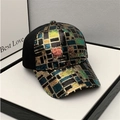 Sparkly sequin baseball cap with colorful geometric patterns and black breathable mesh - Black