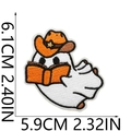 Ghost embroidery patch with orange cowboy hat and book detailing size 6.1x5.9cm - Style 10 - Cowboy Reading Ghost