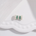 Macro detail of silver spacer bead with emerald green and white cubic zirconia stones - Type D Silver Green Zircon / 6*10.5mm