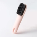 Pink multi-functional laundry brush with soft black bristles and ergonomic long handle - Long Handle Shoe Brush / Pink