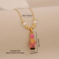 Collana dorata con ciondolo a forma di rossetto rosa e perle su catena in acciaio inox - 3# Stile Rossetto Rosso Nero
