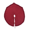 Rote gestrickte Weihnachtsbaumdecke mit Zopfmuster und praktischen Bindebändern - Durchmesser 60cm / Dunkelrot