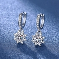 Silver snowflake earrings featuring brilliant round white zircon and paved accents - A Pair Of Platinum-gold Led-107