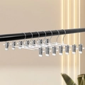 Set of 10 white and silver adjustable non-slip pant hangers with metal clips - Coated White