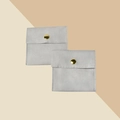Light gray microfiber jewelry pouch with gold snap button for rings and necklaces - Snap Button Style / 8*8cm / Light Gray