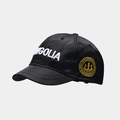 Detailed embroidery of MONGOLIA text and yellow ethnic patch on black baseball cap - Adjustable / Black