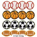 Detailed set of 16 chenille sport patches including baseball, basketball, and soccer themes - Chenille Sports Patches Set (16Pcs)