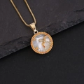 18K gold Sagittarius constellation necklace with shell inlay and orange stones on dark stone - 9#Sagittarius