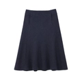 Navy blue A-line skirt in thick textured fabric with a minimalist professional design - XS / Skirt